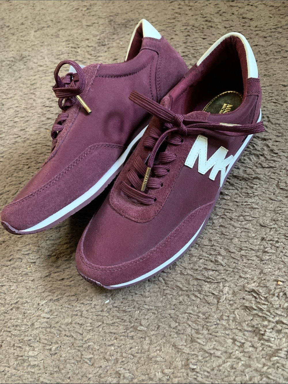 Michael Kors Burgundy MK Logo Lace-Up Sneakers